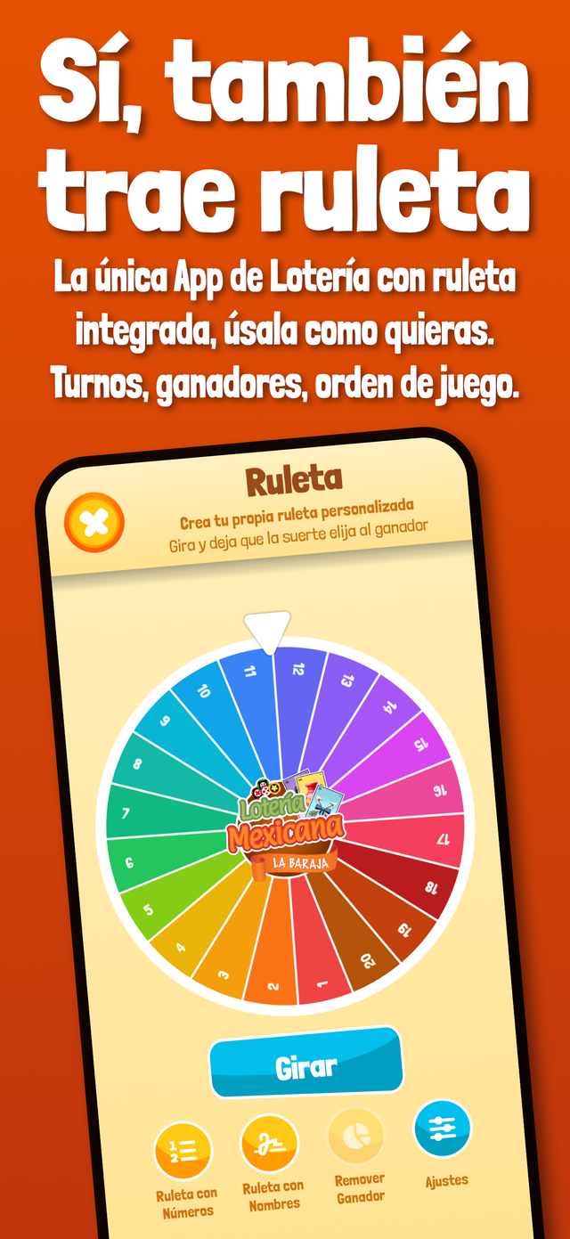 Ruleta personalizable integrada en la app